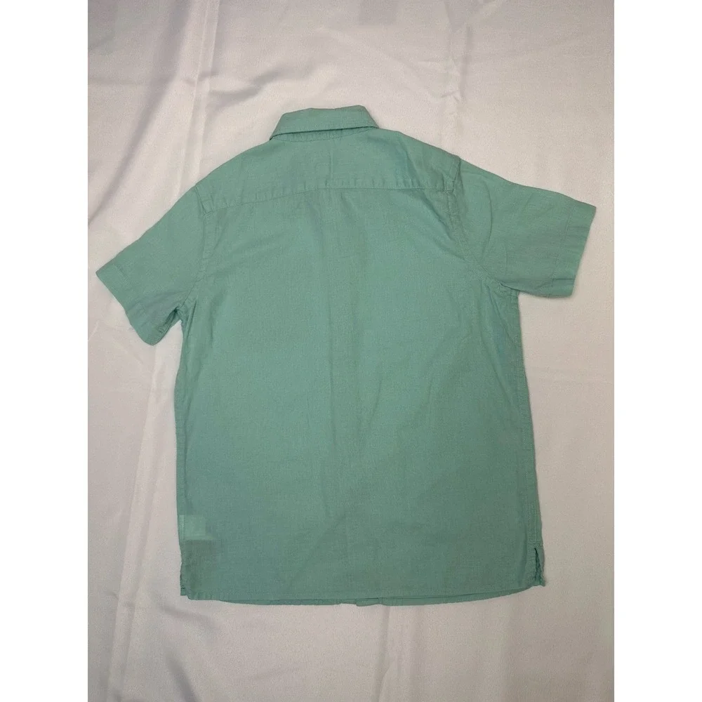 Gap  Boyss Sz 8 Button Down Shirt Linen/Cotton Light Mint Green Color